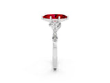 White gold Marquise Cut Diamond Solitaire Ring with Pavé Band and Prong Setting_2