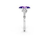 White gold Marquise Cut Diamond Solitaire Ring with Pavé Band and Prong Setting_2