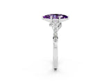 White gold Marquise Cut Diamond Solitaire Ring with Pavé Band and Prong Setting_2
