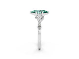 White gold Marquise Cut Diamond Solitaire Ring with Pavé Band and Prong Setting_2