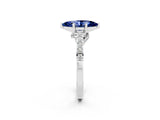 White gold Marquise Cut Diamond Solitaire Ring with Pavé Band and Prong Setting_2