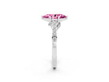 White gold Marquise Cut Diamond Solitaire Ring with Pavé Band and Prong Setting_2