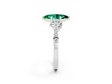 White gold Marquise Cut Diamond Solitaire Ring with Pavé Band and Prong Setting_2