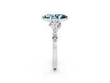 White gold Marquise Cut Diamond Solitaire Ring with Pavé Band and Prong Setting_2