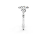 White gold Marquise Cut Diamond Solitaire Ring with Pavé Band and Prong Setting_2