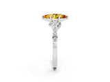 White gold Marquise Cut Diamond Solitaire Ring with Pavé Band and Prong Setting_2