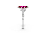 White gold Marquise Cut Diamond Solitaire Ring with Pavé Band and Prong Setting_2