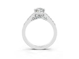 White gold Marquise Cut Diamond Solitaire Ring with Pavé Band and Prong Setting_3