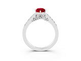 White gold Marquise Cut Diamond Solitaire Ring with Pavé Band and Prong Setting_3