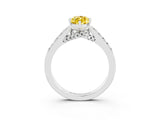 White gold Marquise Cut Diamond Solitaire Ring with Pavé Band and Prong Setting_3