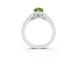 White gold Marquise Cut Diamond Solitaire Ring with Pavé Band and Prong Setting_3