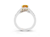 White gold Marquise Cut Diamond Solitaire Ring with Pavé Band and Prong Setting_3