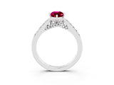 White gold Marquise Cut Diamond Solitaire Ring with Pavé Band and Prong Setting_3