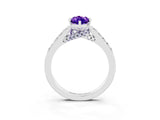 White gold Marquise Cut Diamond Solitaire Ring with Pavé Band and Prong Setting_3