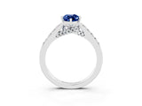 White gold Marquise Cut Diamond Solitaire Ring with Pavé Band and Prong Setting_3