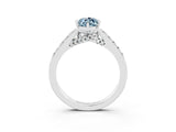 White gold Marquise Cut Diamond Solitaire Ring with Pavé Band and Prong Setting_3
