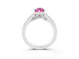 White gold Marquise Cut Diamond Solitaire Ring with Pavé Band and Prong Setting_3