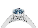 White gold Marquise Cut Diamond Solitaire Ring with Pavé Band and Prong Setting_4