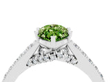 White gold Marquise Cut Diamond Solitaire Ring with Pavé Band and Prong Setting_4