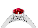 White gold Marquise Cut Diamond Solitaire Ring with Pavé Band and Prong Setting_4