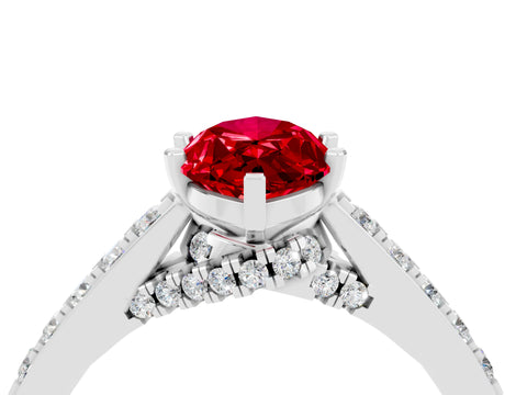 White gold Marquise Cut Diamond Solitaire Ring with Pavé Band and Prong Setting_4