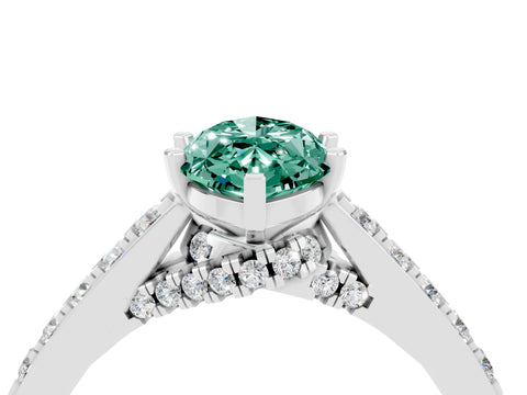 White gold Marquise Cut Diamond Solitaire Ring with Pavé Band and Prong Setting_4