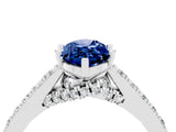 White gold Marquise Cut Diamond Solitaire Ring with Pavé Band and Prong Setting_4