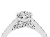White gold Marquise Cut Diamond Solitaire Ring with Pavé Band and Prong Setting_4