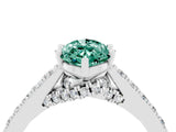 White gold Marquise Cut Diamond Solitaire Ring with Pavé Band and Prong Setting_4