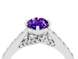 White gold Marquise Cut Diamond Solitaire Ring with Pavé Band and Prong Setting_4
