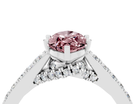White gold Marquise Cut Diamond Solitaire Ring with Pavé Band and Prong Setting_4