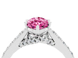 White gold Marquise Cut Diamond Solitaire Ring with Pavé Band and Prong Setting_4