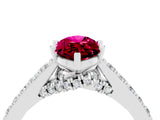 White gold Marquise Cut Diamond Solitaire Ring with Pavé Band and Prong Setting_4