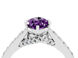 White gold Marquise Cut Diamond Solitaire Ring with Pavé Band and Prong Setting_4