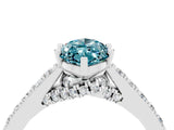 White gold Marquise Cut Diamond Solitaire Ring with Pavé Band and Prong Setting_4