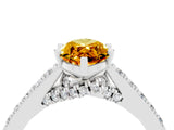 White gold Marquise Cut Diamond Solitaire Ring with Pavé Band and Prong Setting_4