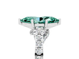 White gold Marquise Cut Diamond Solitaire Ring with Pavé Band and Prong Setting_5