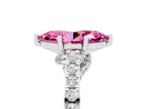White gold Marquise Cut Diamond Solitaire Ring with Pavé Band and Prong Setting_5