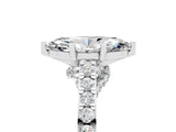 White gold Marquise Cut Diamond Solitaire Ring with Pavé Band and Prong Setting_5