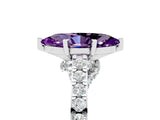 White gold Marquise Cut Diamond Solitaire Ring with Pavé Band and Prong Setting_5