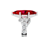 White gold Marquise Cut Diamond Solitaire Ring with Pavé Band and Prong Setting_5