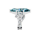 White gold Marquise Cut Diamond Solitaire Ring with Pavé Band and Prong Setting_5