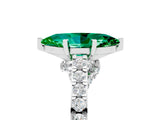 White gold Marquise Cut Diamond Solitaire Ring with Pavé Band and Prong Setting_5
