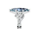 White gold Marquise Cut Diamond Solitaire Ring with Pavé Band and Prong Setting_5