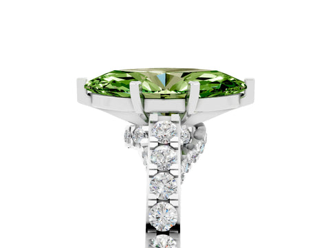 White gold Marquise Cut Diamond Solitaire Ring with Pavé Band and Prong Setting_5