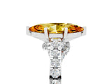 White gold Marquise Cut Diamond Solitaire Ring with Pavé Band and Prong Setting_5