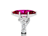White gold Marquise Cut Diamond Solitaire Ring with Pavé Band and Prong Setting_5