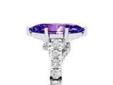 White gold Marquise Cut Diamond Solitaire Ring with Pavé Band and Prong Setting_5