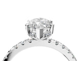 White gold Marquise Cut Diamond Solitaire Ring with Round  Pavé Band and Four-Prong Setting_56