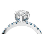 White gold Marquise Cut Diamond Solitaire Ring with Round with Aquamarine side stone Pavé Band and Four-Prong Setting_40